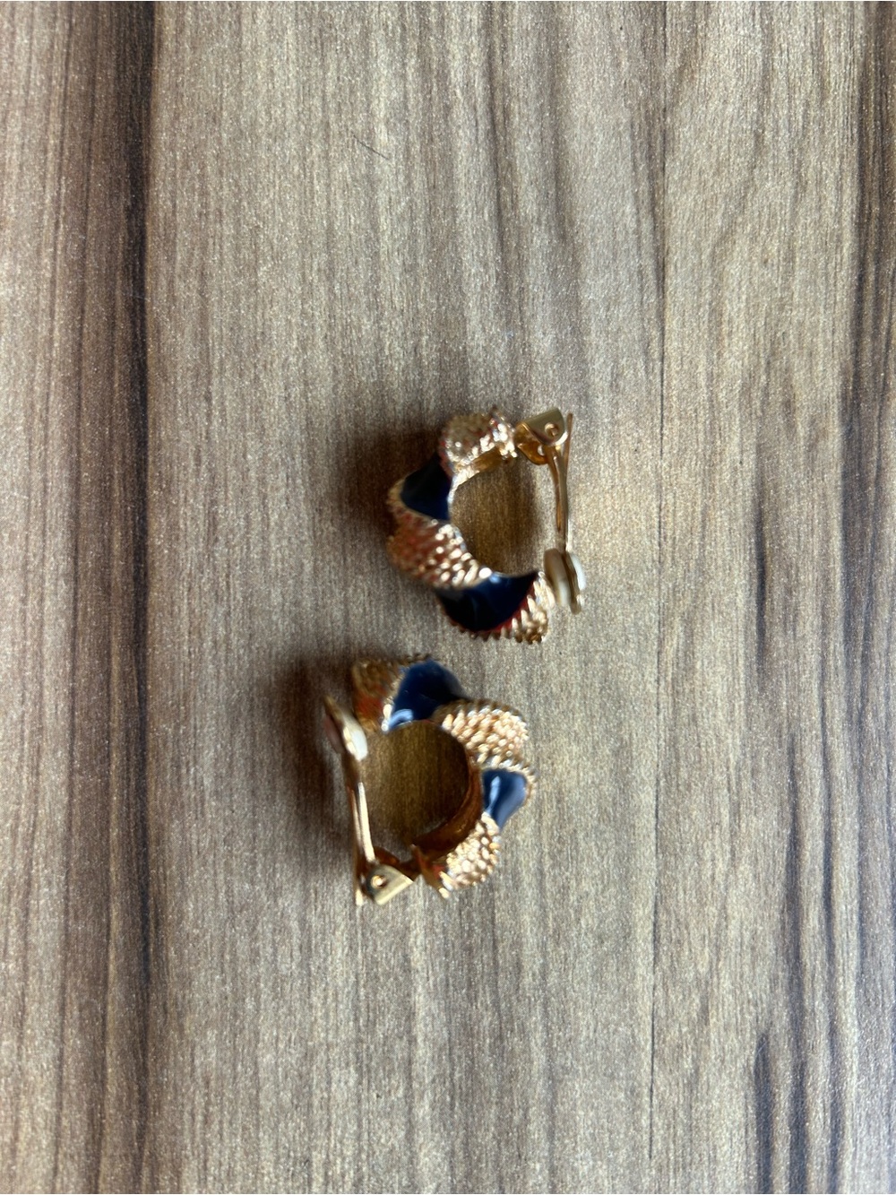 Gold and Navy Hoop Earrings - Women's Fashion Jewelry